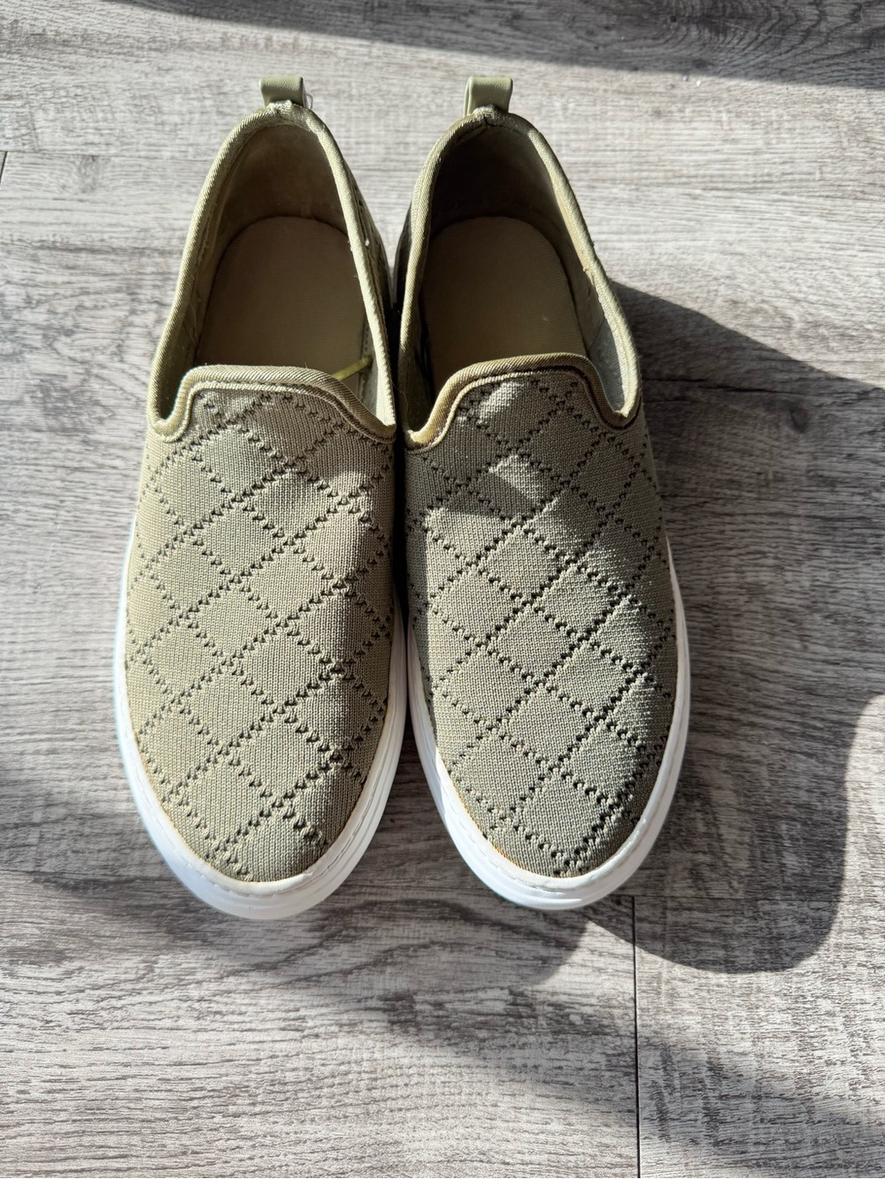Olive Slip-On Sneakers with Quilted Interior